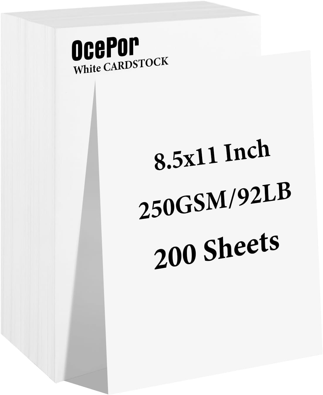 OcePor 100 Sheets White Cardstock 8.5” x 11”, 92lb/250gsm Card Stock, Thick Card Stock Paper, Heavy Cardstock Paper for Printer, Resume, Scrapbooks, Art, Crafts, Business Cards
