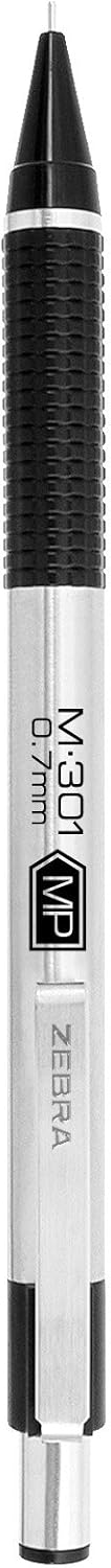 Zebra Pen, M-301 Mechanical Pencil, 0.7mm Point, Stainless Steel Barrel, Textured Grip, Smooth Writing Performance, Refillable, STEEL Series, 2-Count, (54312)