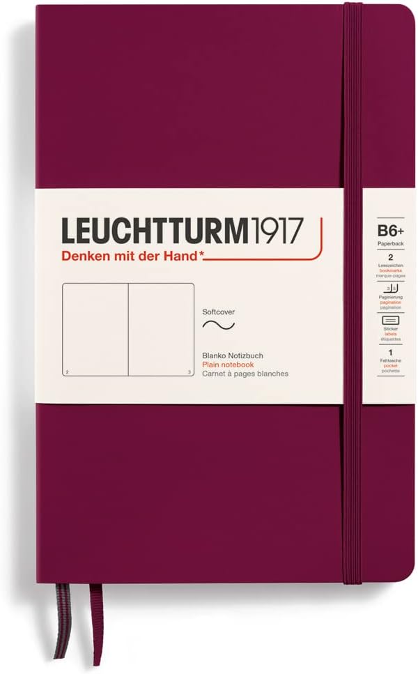 LEUCHTTURM1917 - Notebook Softcover Paperback B6+ - 123 Numbered Pages for Writing and Journaling (Ruled, Rising Sun)