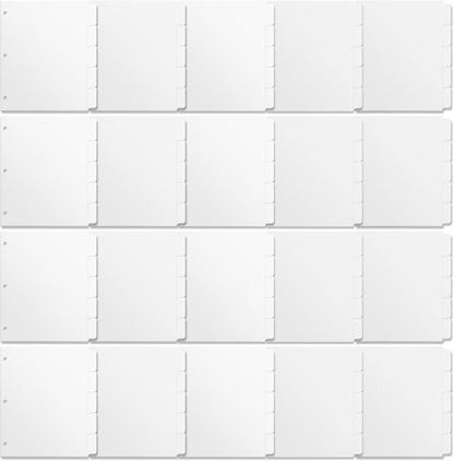 3 Ring Binder Dividers with 5-Tabs for Letter Size, 1/5 Cut, 3-Hole Punched, Write & Erase Plastic Binder Dividers Extra Durable Section Index Dividers for Binders, Pack of 2 Sets, 10 Dividers Total