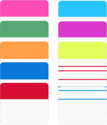 400Pcs Tabs 2'' Sticky Tabs, Colored Writable Repositionable File Tab Flags Index Tab Self Adhesive Reading Divider Sticker for Books Notebooks Binders File Folders (20 Sets)