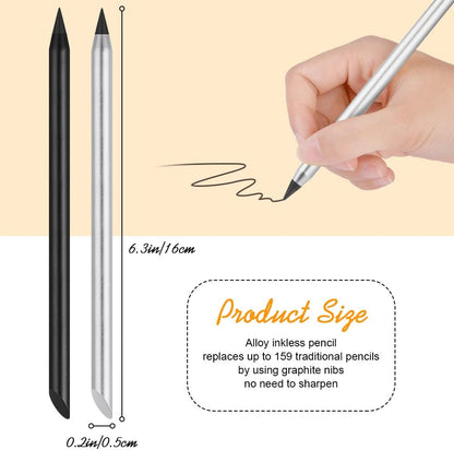 AUAUY 20PCS Inkless Pencil Replaceable Refill, Infinite Pencil Replaceable Graphite Nib, Graphite Nib Metal Inkless, Everlasting Pencils Replacement Head for Writing Drawing Office School Supplies