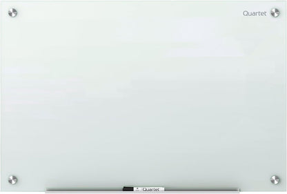 Quartet Whiteboard, Glass Dry Erase Board, Magnetic, 6' x 4', Infinity Frameless Mounting, White Surface, Accessory Tray, 1 Dry Erase Marker and 2 Glass Board Magnets (G7248W)