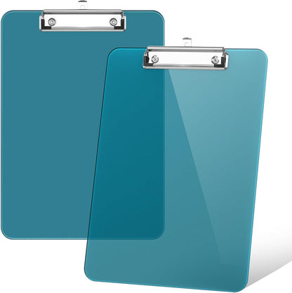 Rimilak Plastic Clipboards with Low Profile Metal Clip, Translucent Board, 12.5 x 9 In Letter Size, Office Supply, Back to School, Pink