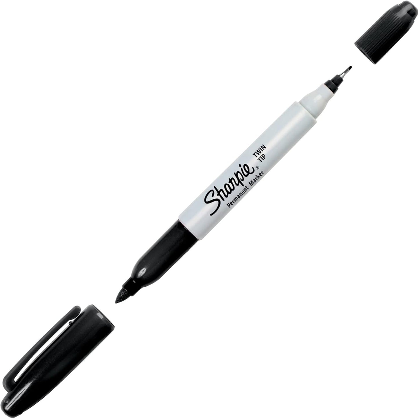 Sharpie Twin Tip Permanent Markers, Fine and Ultra Fine, Black, 12 Count