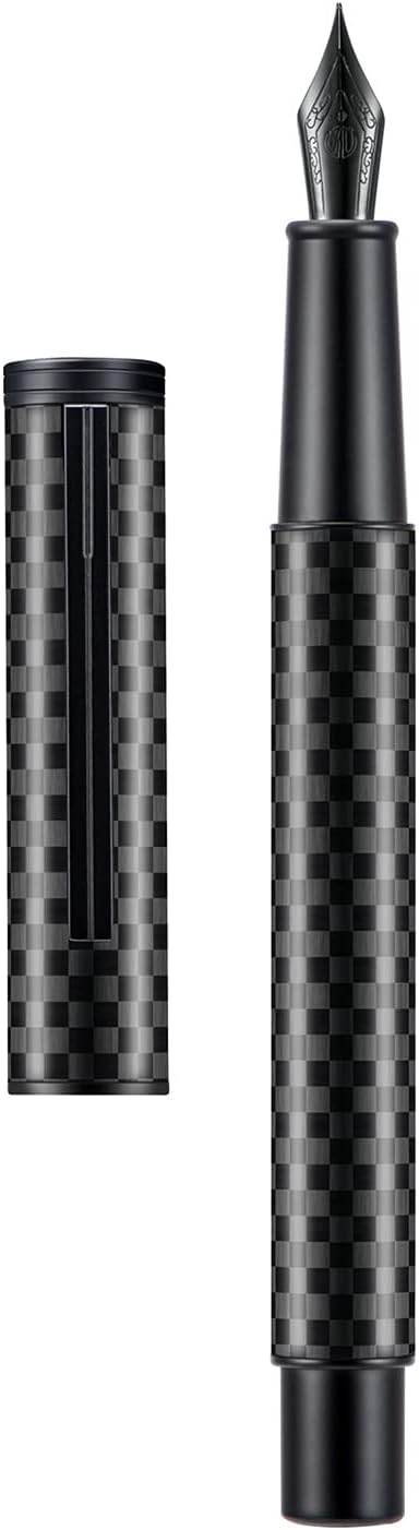 Hongdian Matte Black Forest Rollerball Pen with Schmidt Black Ink Refill, Classic Design with Metal Case for Business Signature