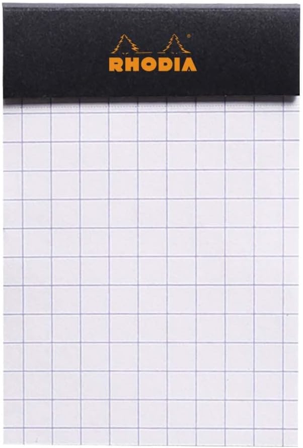 Rhodia 80 Sheet Graph Notepads, 4 by 6", Black