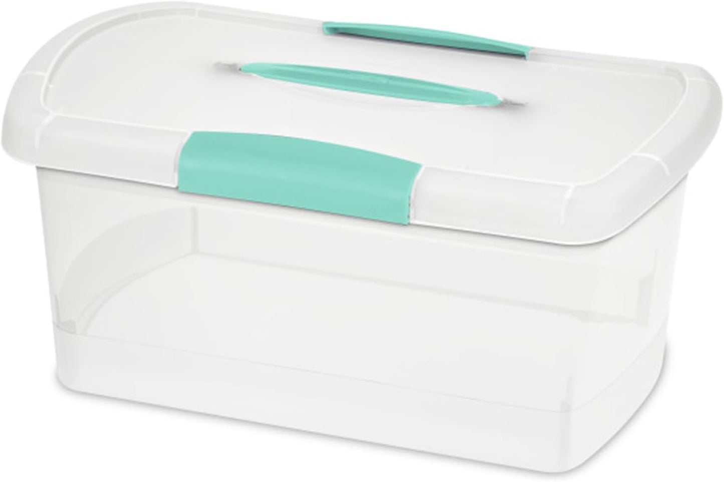 Sterilite Large Nesting ShowOffs, Stackable Small Storage Bin with Latching Lid and Handle, Plastic Container to Organize Office Files, Clear, 6-Pack