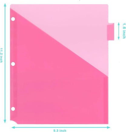 WOT I Durable 5-Tab Binder Dividers with Clear Pocket - 3 Sets, Reusable Plastic Dividers for 3 Ring Binder, 5 Vibrant Colors, Tear-Resistant, Total 15 Tabs (School & Office Supplies)