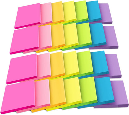 (56 Pads) Sticky Notes Bulk 3x3 in Post Bright Stickies Colorful Super Sticking Power Memo Pads, Strong Adhesive