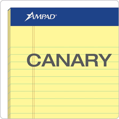 Ampad Perforated Pad, Size 5 x 8, Canary Yellow Paper, Jr. Legal, 50 Sheets Per Pad, 12 Pack (20-264)