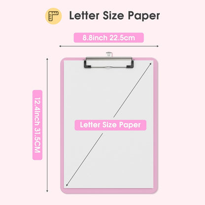 Plastic Clipboards 2 Pack, A4 Black Clip Board 8.5x11 for Classroom, Students, Kid, Woman, Size 9" x 12.5" with Low Profile Clip, Office & School Supply