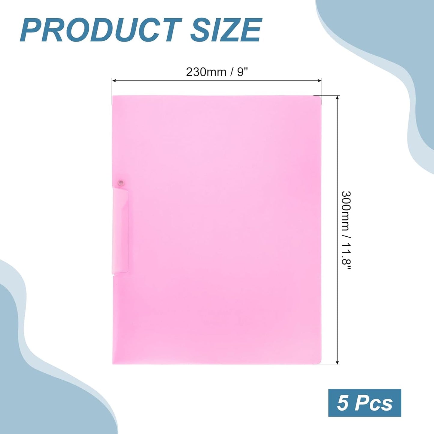 PATIKIL 5 Pack Clear Report Covers with Swing Clip, 11.8"x9" Front Presentation Folders Document Binder 100 Sheet Capacity Binder for Resume Files Letter Interview Project, Blue