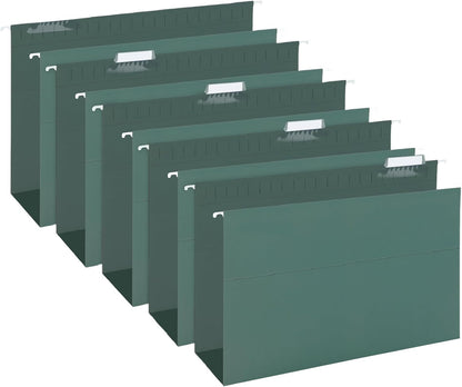 HERKKA Extra Capacity Hanging File Folders, 30 Pack Reinforced Legal Size Hanging Folders with Heavy Duty 1 Inch Expansion, Designed for Bulky Files, Medical Charts, Green