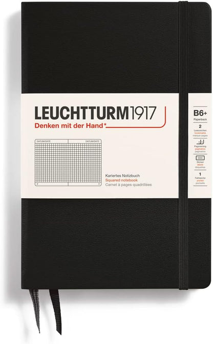 LEUCHTTURM1917 - Notebook Hardcover Paperback B6+ - 219 Numbered Pages for Writing and Journaling (Stone Blue, Ruled)