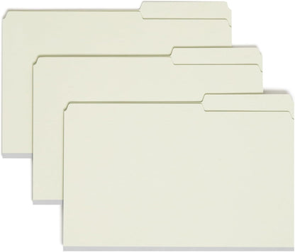 Smead Pressboard Fastener File Folder with SafeSHIELD Fasteners, 2 Fasteners, 2/5-Cut Tab Right Position, Guide Height, 2" Expansion, Legal Size, Gray/Green, 25 per Box (19920)