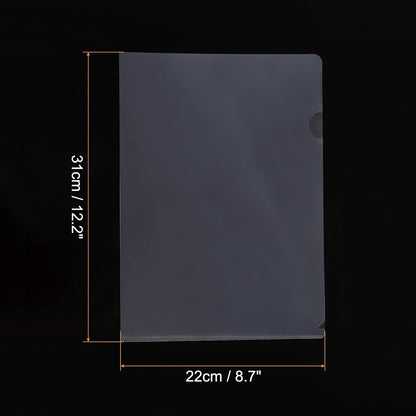 PATIKIL L Type Folders 24 Pack A4 Plastic File Project Pockets Clear Paper Document Jacket Sleeve for Office, Black