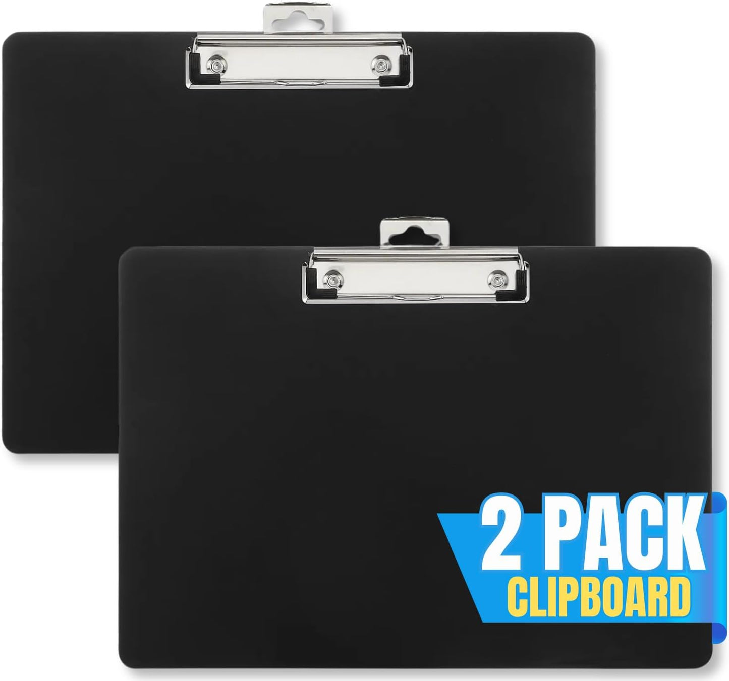 1InTheOffice Landscape Clipboard, Black Horizontal Clipboard, 8.8 x 12.4-inch, 2 Pack