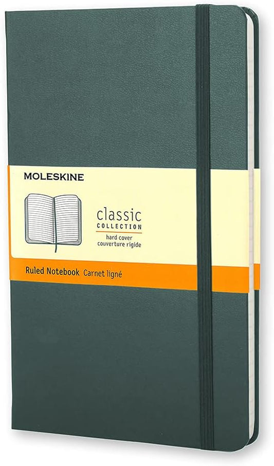 Moleskine Classic Notebook, Hard Cover, Ruled/Lined, Large (5" x 8.25"), Forest Green, 240 Pages