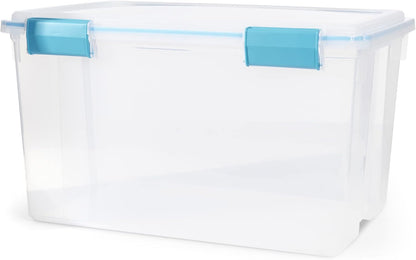 Sterilite 4-Pack Gasket Box, Weather-Resistant Storage Bins with Latching Lids, 32 Quart - Heavy-Duty Organizing Containers for Closet, Bathroom, and Office