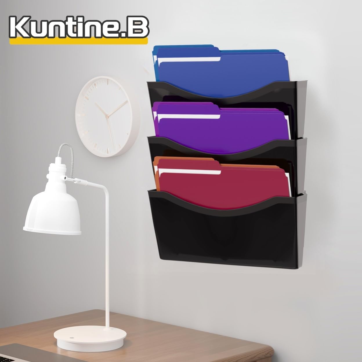 Kuntine.B 3 Pack Clear Single Pocket File Holder Hanging Wall Organizer, Wall Mount Mails Magazines Organizer for Office and Home