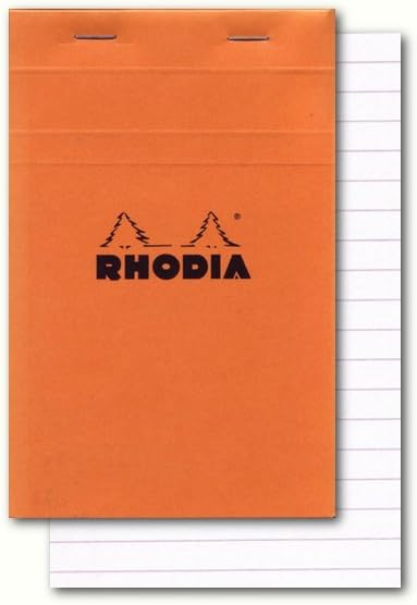 Rhodia Head Stapled Pad No16 A5, Ruled + Margin, 148x210mm-Black