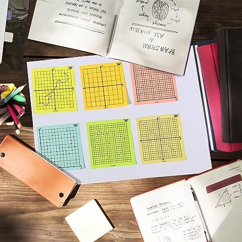 Mr. Pen- Graph Sticky Notes, 3x3 Inch, 6 Pads, 50 Sheets/Pad, 300 Sheets, 6 Grid Designs, White, Square Graph Paper Notes, Grid Sticky Note Pads for Math, Study, Journals, Planners