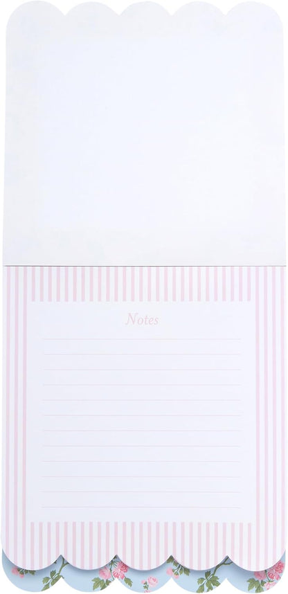 Laura Ashley 3-in-1 Scalloped Edge Layered Notepad – 6.5 x 7.5 Inch Writing Pad with 150 Lined Tear-Off Sheets, Elegant Heirloom Cottage Stationery, Glue-Bound with Sturdy Backboard