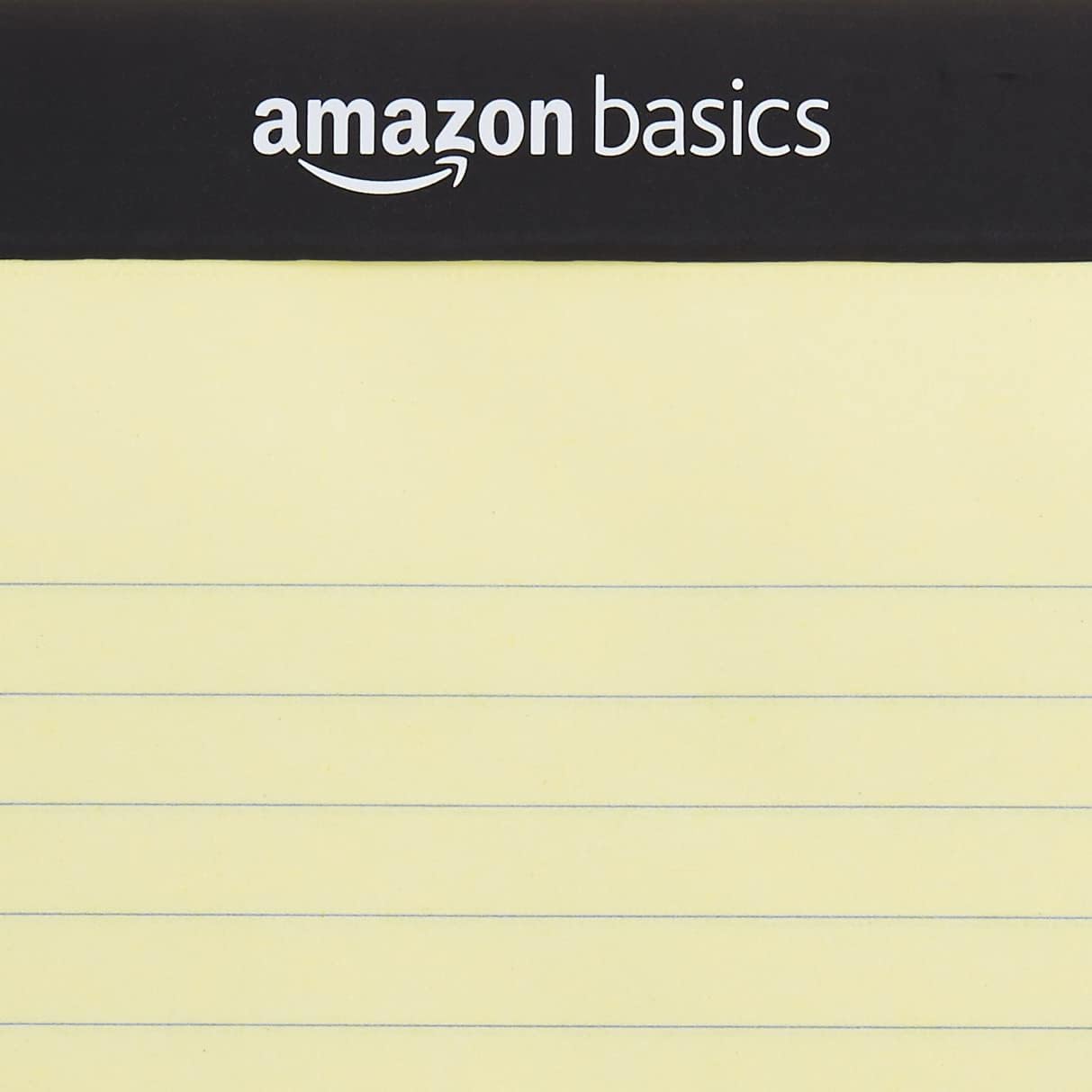 Amazon Basics Wide Ruled Lined Writing Note Pads with Sturdy Back, 8.5" x 11.75", Multicolor, 6-Pack, 300 Sheets, Perforated