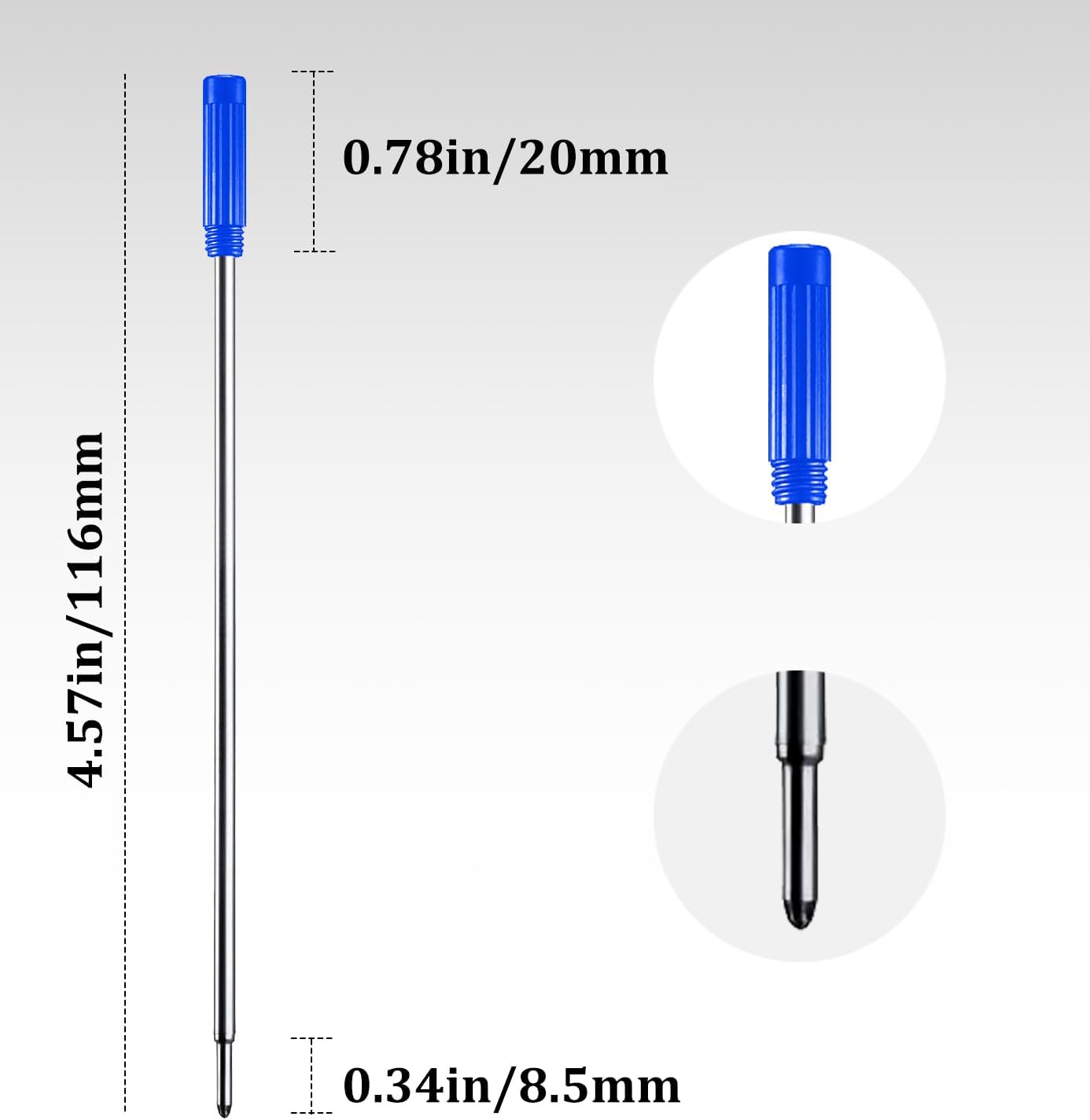 Black Ink Refills (10pcs), Replaceable Pens Refills, 1mm Medium Tip - Black