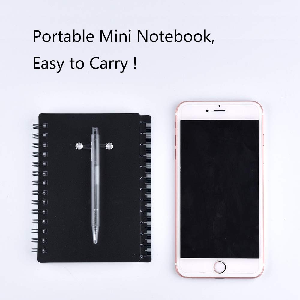 Coopay 4 Pieces Spiral Notebook Steno Pocket Notepad with Pen in Holder and Sticky Notes, Page Marker Index Tabs Flags Making Plans Writing Memos Office School Supplies (Yellow, Blue, Purple, Green)