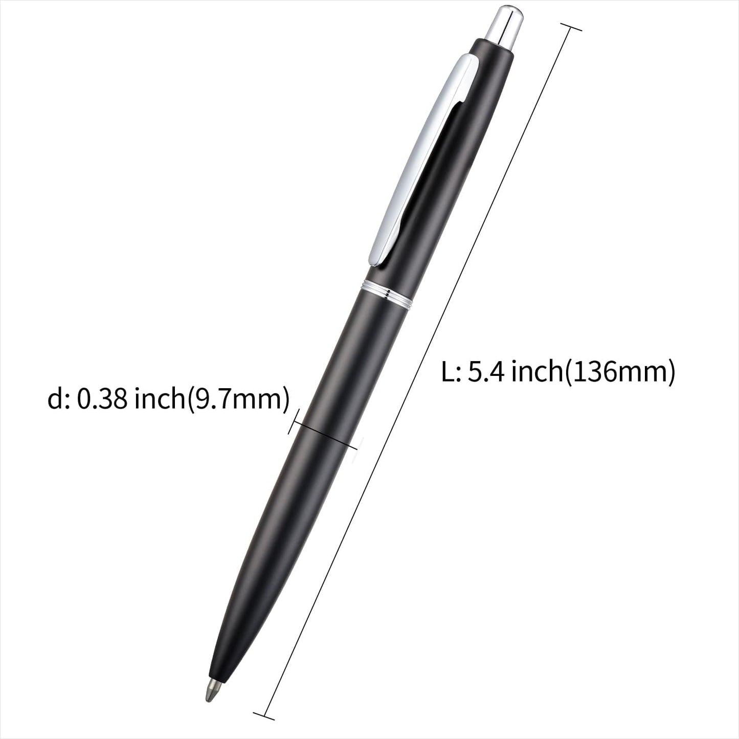 ChaoQ 3 Pcs Retractable Metal Ballpoint Pens, for Gift, Business, Office, 1.0mm Medium Point Black Ink, 6 Extras Replaceable Metal Refills - Stainess Steel