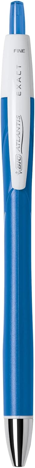 BIC Glide Exact Blue Retractable Ballpoint Pens, Fine Point (0.7mm), 12-Count Pack, Ultra Smooth Writing Blue Pens