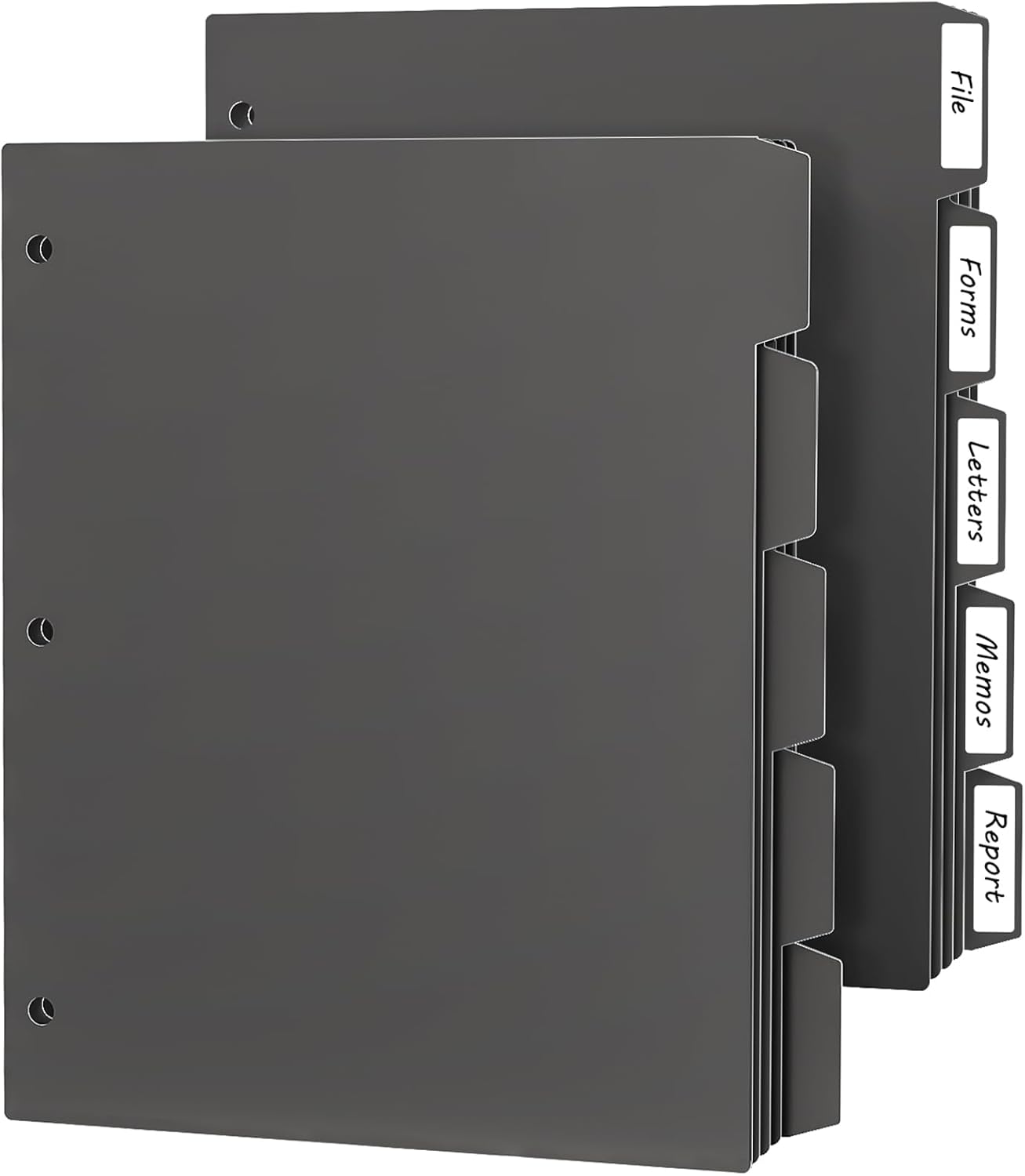 HABGP 3 Ring Binder Dividers with 5 Tabs, 10 Pcs Binder Dividers, 1/5 Cut Letter Size Plastic Black, Sheet Protectors 8.5"×11" 3 Hole Punched Page Folder Dividers, Three Ring Binder Index Dividers