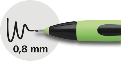 Schneider Xpress Premium Fineliner, 0.8 mm Porous Point, Light Green Barrel, Blue Ink, Box of 10 Pens (190003)