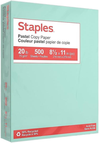 Staples Pastel Colored Copy Paper 8 1/2-Inch x 11-Inch Pink 500/Ream, For Office, School & Home