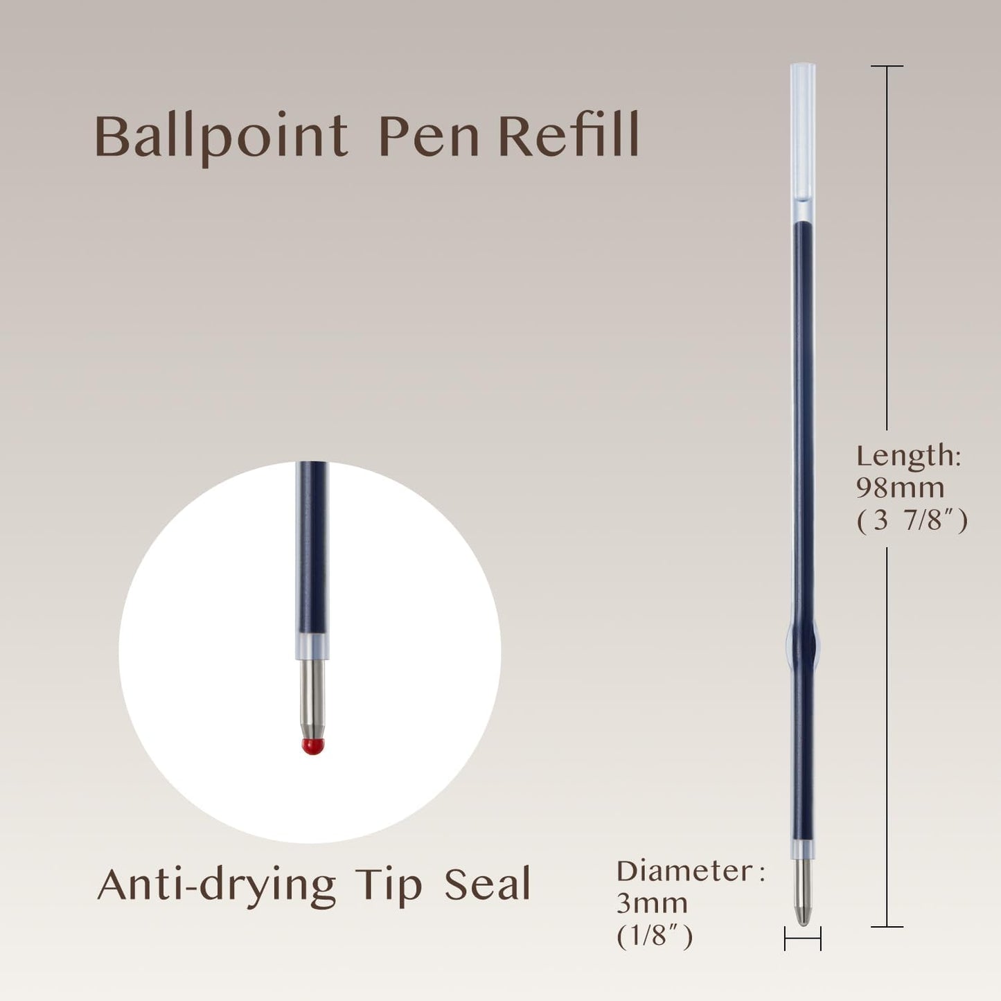 LINFANC 36pcs Ballpoint Pen Refills Blue Ink Medium Point 1.0mm Tip Smooth Writing Pen Refill (36 Blue)