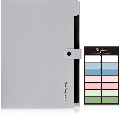 SKYDUE Expanding File Organizer with 8 Pockets, Accordion File Folders with Labels, Portable Document Paper Bill Receipt Organizer, Home College School Office Supplies, Letter Size, Blue