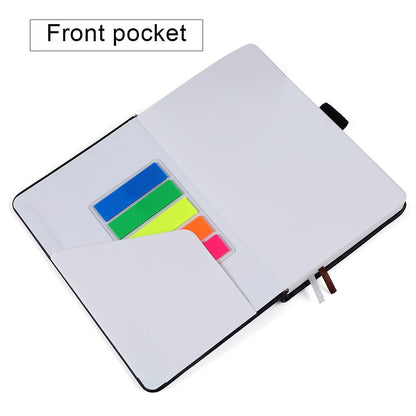 Vanpad (2 Pack) Pocket Notebook Small Hardcover Note Book 3" x 5.5", Mini Ruled Lined Journal, Leather Cover, with Pen Holder, Page Marker Ribbons, Inner Pockets, Black