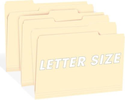 RAZCC File Folders, 100-Pack, 1/3 Cut, Letter Size, Yellow, Great for Organizing and Easy File Storage