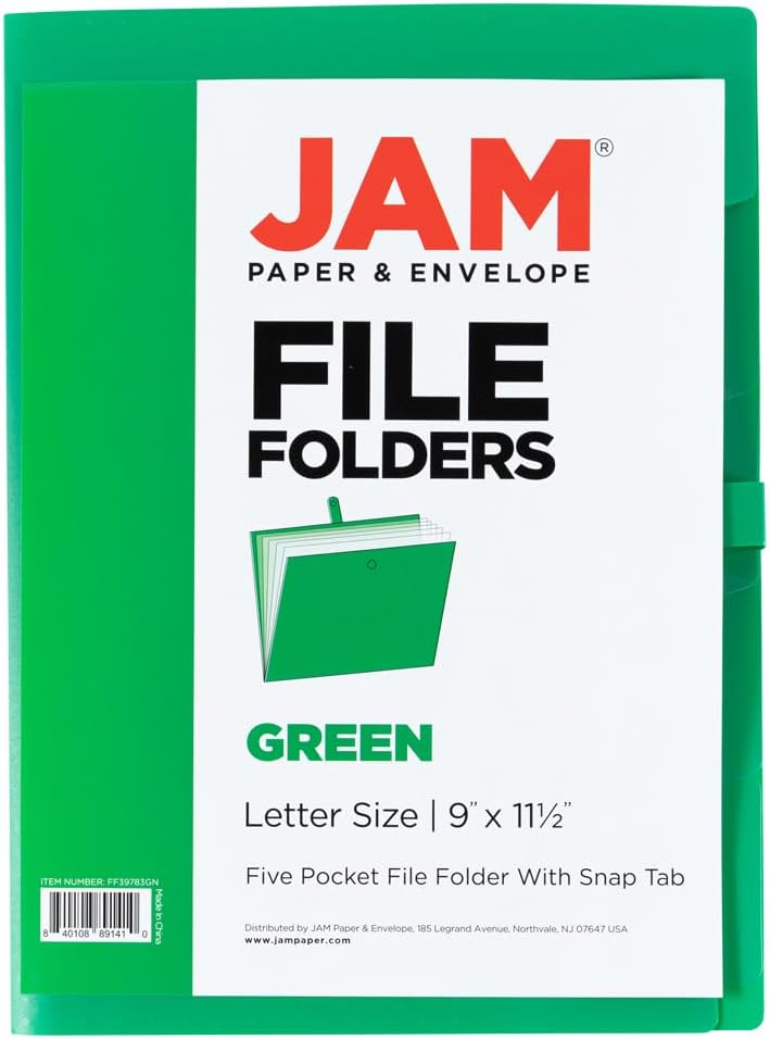 JAM Paper Accordion Folders - 13 Pocket Plastic Expanding File - Legal Size - 10 x 15 - Red - Sold Individually