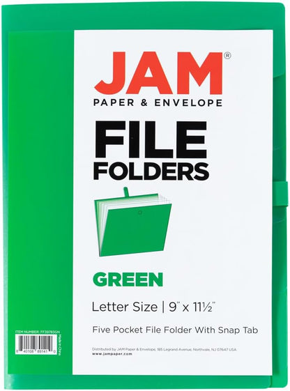 JAM Paper Accordion Folders - 13 Pocket Plastic Expanding File - Legal Size - 10 x 15 - Red - Sold Individually