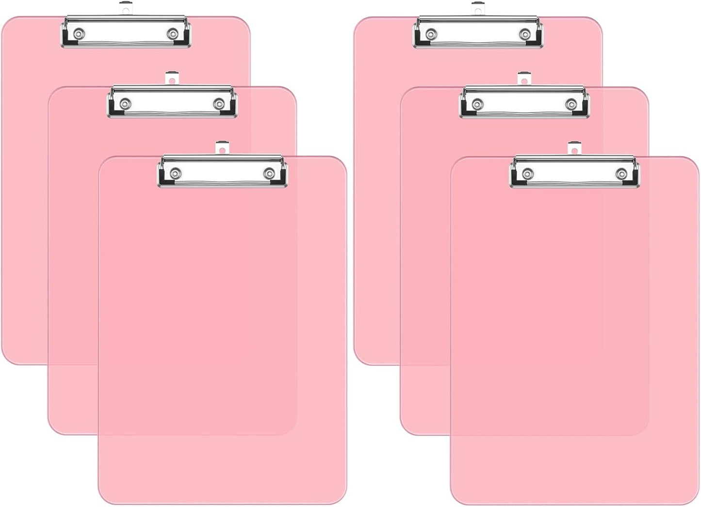 Rimilak Plastic Clipboards with Low Profile Metal Clip, Translucent Board, 12.5 x 9 In Letter Size, Office Supply, Back to School, Pink