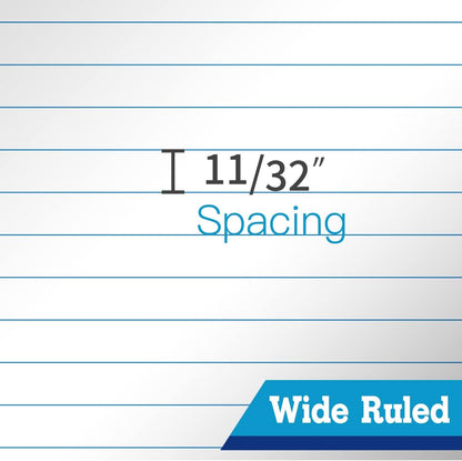 6 Pack Legal Note Pads Wide Ruled 8.5" x 11" Writing Pads (50 Sheets/Pad) White Recycled Paper Micro-Perforated Notepad Hard Back Notepads for Office & School Supplies - Made in USA