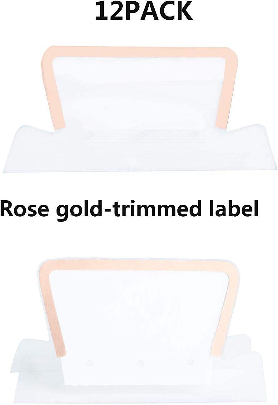 Y YOMA 12 Pack Rose Gold Hanging File Folders Letter Size Decorative File Folder Cute Pretty Hanging Folder Organizer for Filing Cabinet Office Home with 1/5-Cut Adjustable Tabs, 3 Gold Foil Design