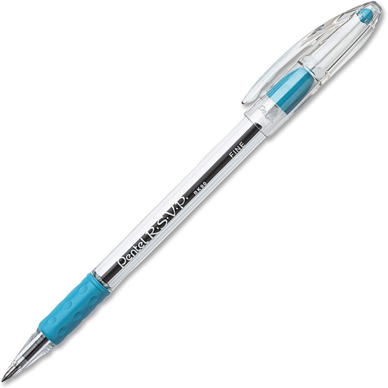 Pentel RSVP Ballpoint Pen, Fine Line, (0.7mm), Black Ink (BK90-A) (Pack of 1, 12 Count Total)