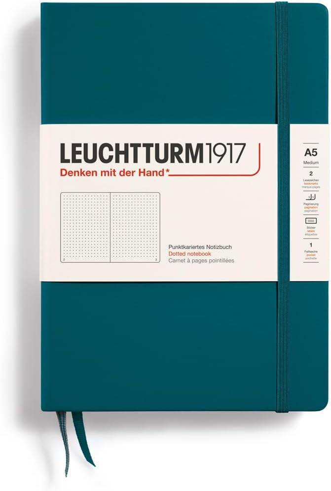 LEUCHTTURM1917 - Notebook Hardcover Medium A5-251 Numbered Pages for Writing and Journaling (Navy, Ruled)