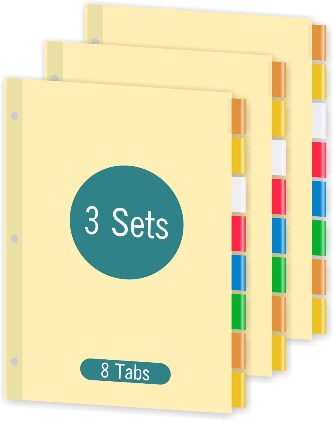5-Tab Binder Dividers for 3 Ring Binder, Insertable Clear Big Tabs, Letter Size Paper Divider, 8.5 x 11 inch, 6 Sets (30 Dividers Total)