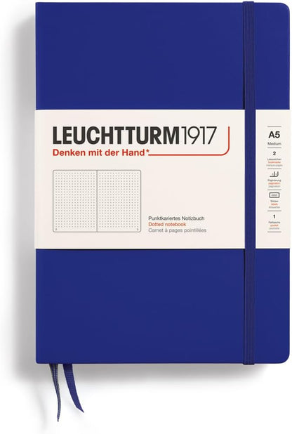 LEUCHTTURM1917 - Notebook Hardcover Medium A5-251 Numbered Pages for Writing and Journaling (Navy, Ruled)