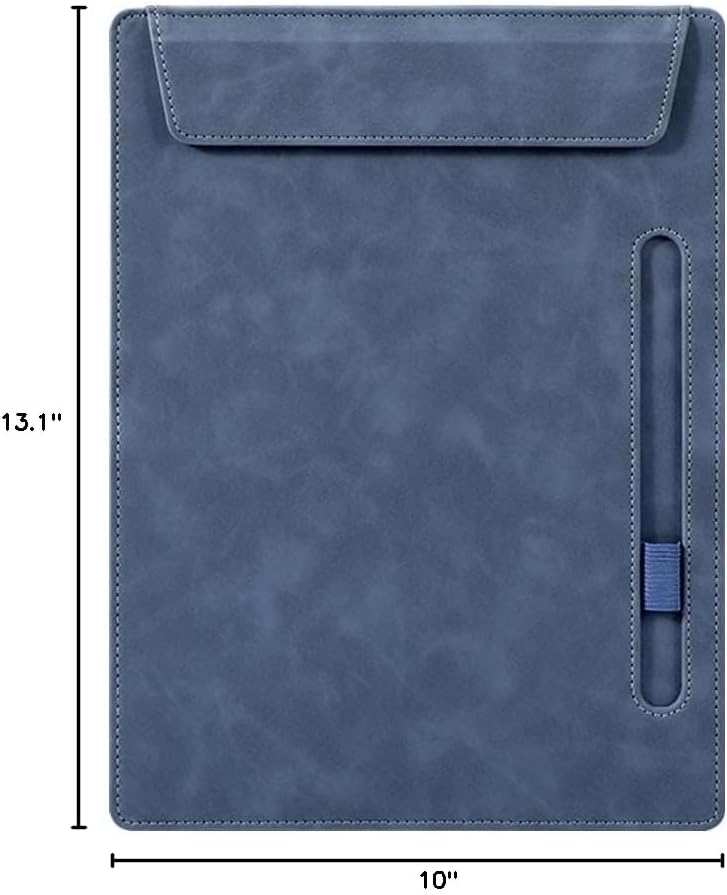 A4 Leather Clipboard Folder, Binder clipboard A4 Clip File, Leather Portfolio for Men and Women, Business Portfolio Binder, with 1 Pen Holder & Document Sleeve, Notepad Clipboard (Green)